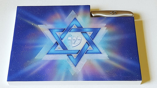Challah board with picture design and  knife