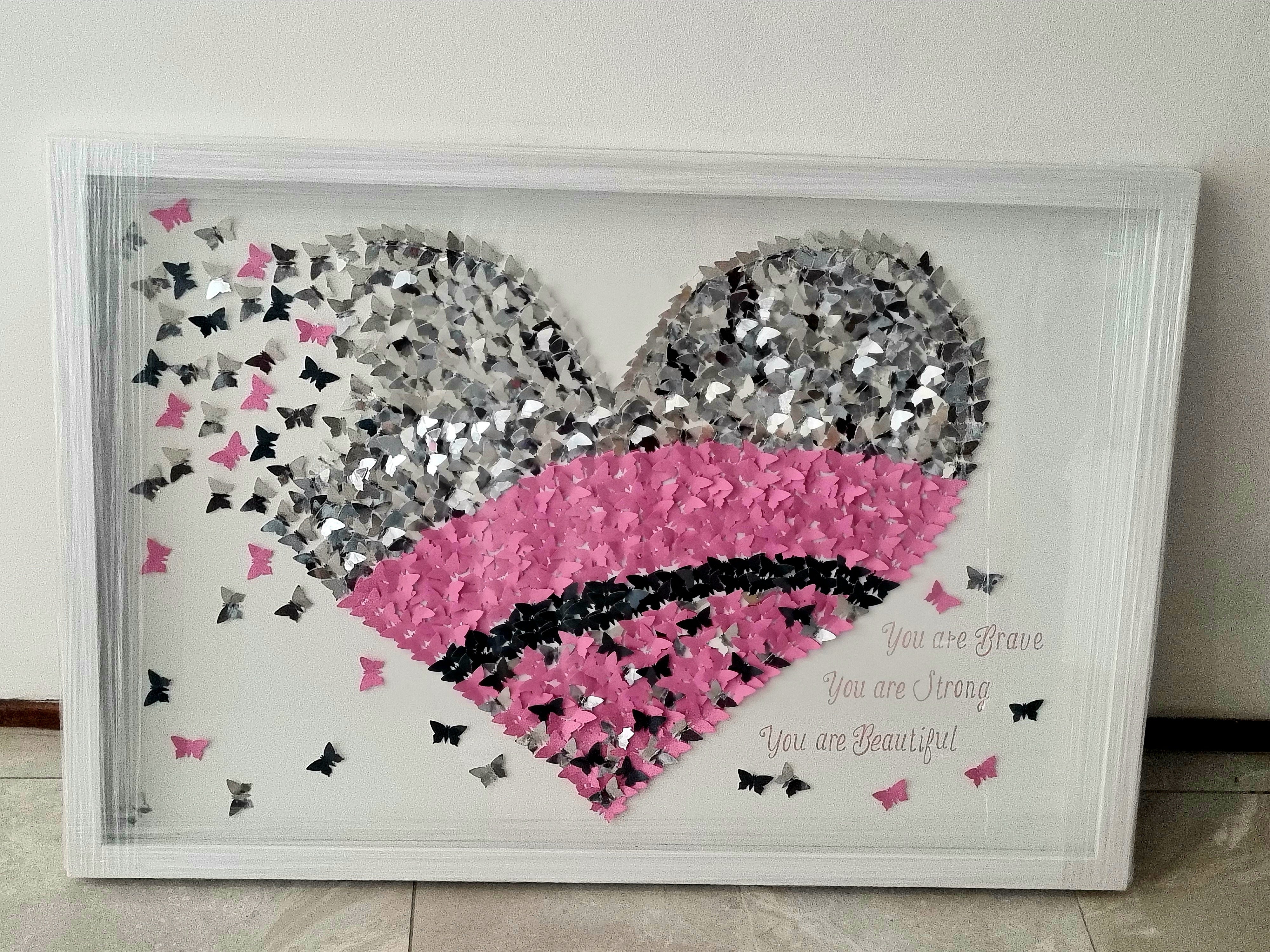 3D butterfly heart in box frame – Sivan's Handmade gifts
